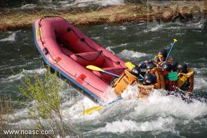 Raftng on our Niseko Spring Course