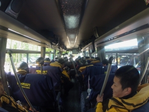 Bus Safety talk on the bus to the river.